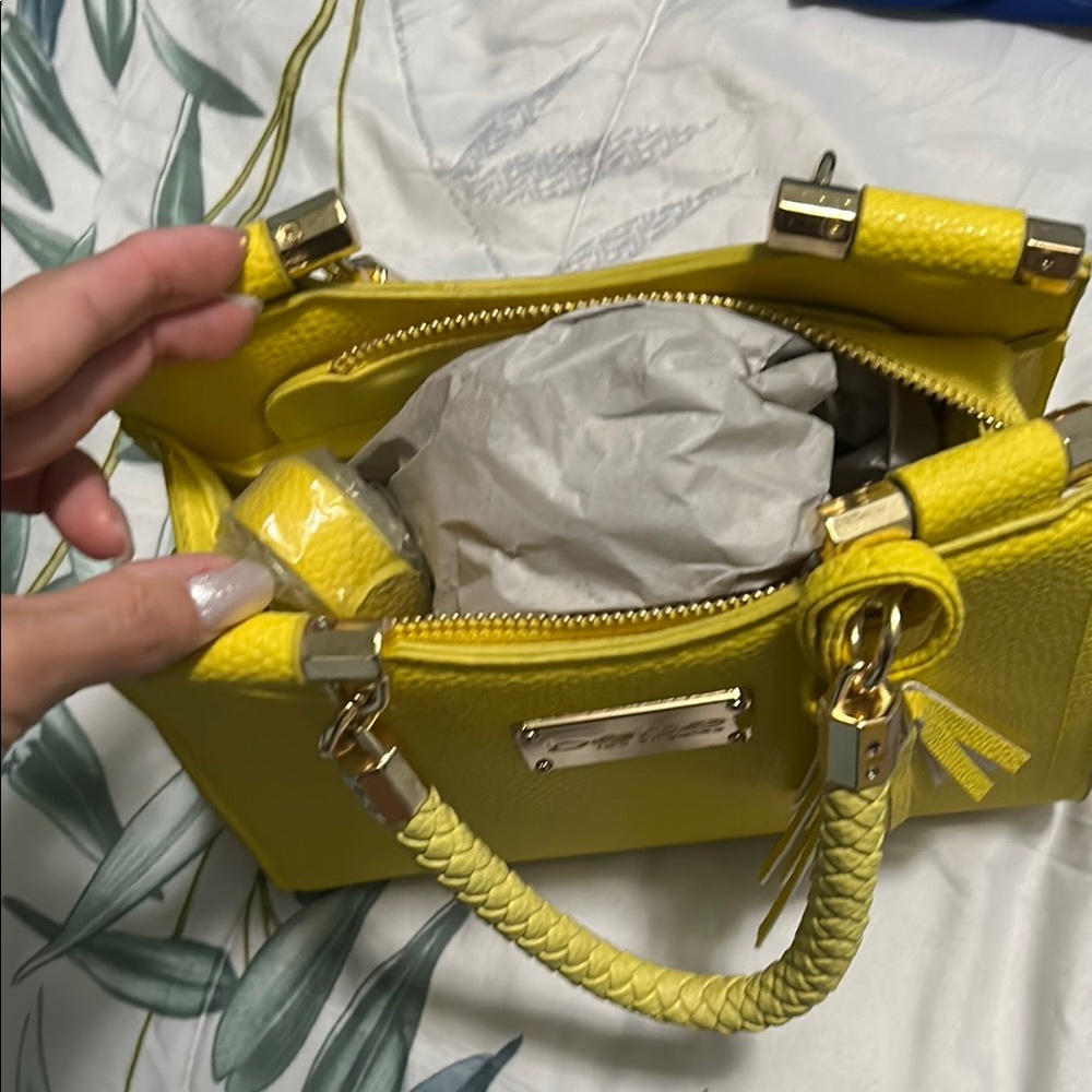 Yellow Designer Handbag - Picture 2 of 6